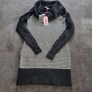 Candie's black and white turtleneck sweater dress